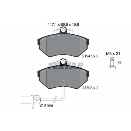 Vw Passat B5/B5.5 első fékbetét (280mm-es féktárcsához, +) - Textar (2194504)