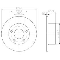   Hátsó féktárcsa (Audi A6-C5, Skoda Superb 1, Vw Passat B5/B5.5) /245mm, hűtetlen/ - Textar (92057503)