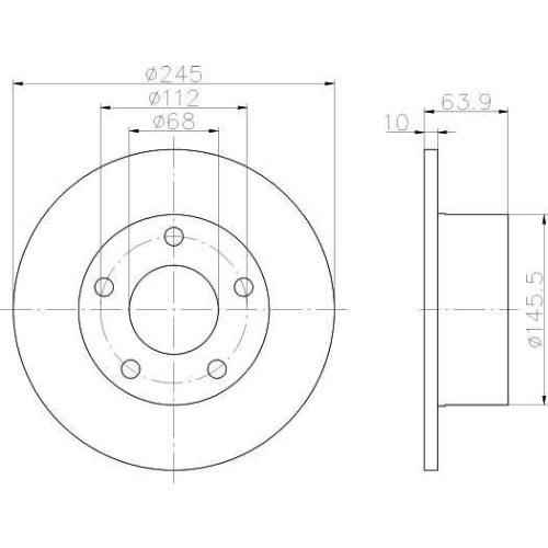 Hátsó féktárcsa (Audi A6-C5, Skoda Superb 1, Vw Passat B5/B5.5) /245mm, hűtetlen/ - Textar (92057503)