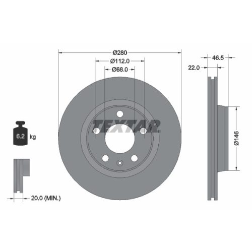 Vw Passat B5/B5.5 első féktárcsa (280mm, hűtött) - Textar (92083505)