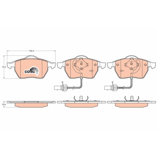 Audi A4-B6 első fékbetét (288-312mm-es féktárcsához) - TRW (GDB1307) (+)