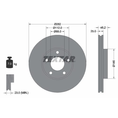 Vw Passat B5/B5.5 első féktárcsa (282mm, hűtött) - Textar (92083603)